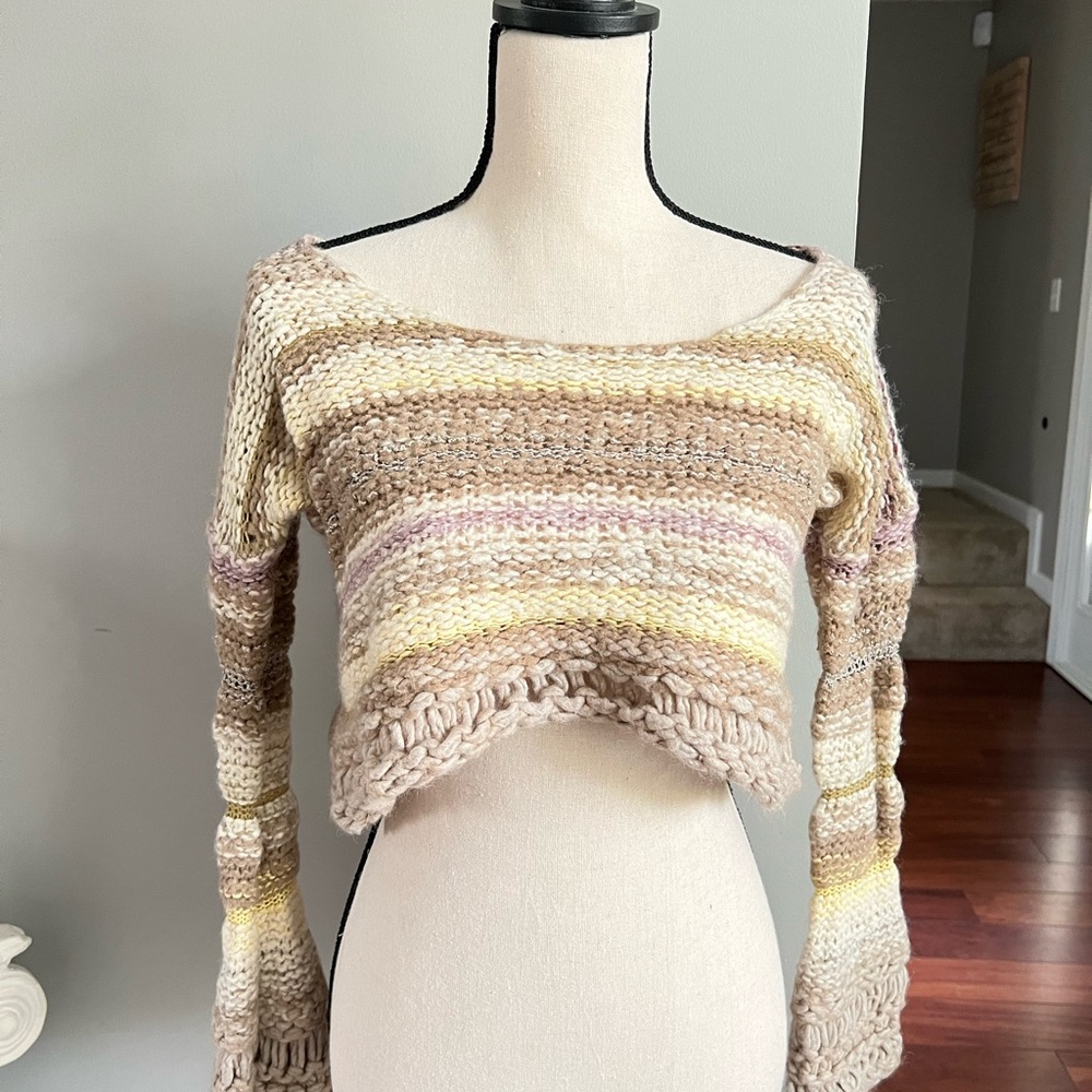 Striped Beige and Pink Women's Sweater